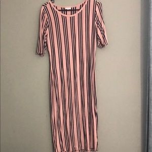 Blush pink and black dress